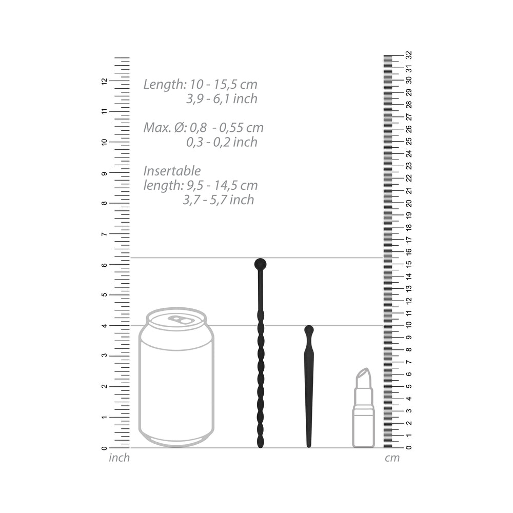 Ouch! Urethral Sounding - Silicone Beginners Plug Set - Black