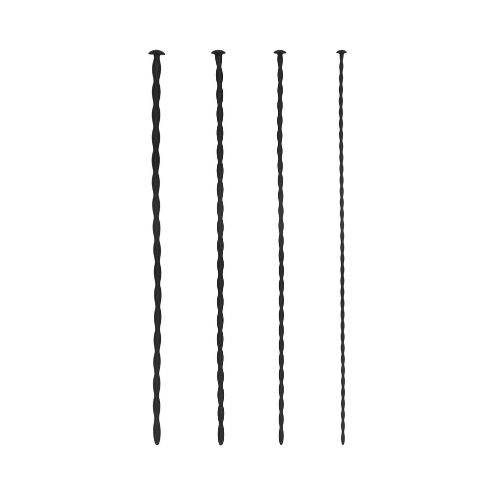 Ouch! Urethral Sounding - Beginner Silicone Spiral Screw Plug Set - Black