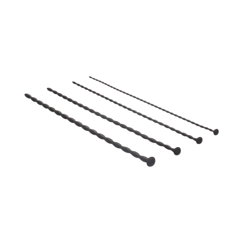 Ouch! Urethral Sounding - Beginner Silicone Spiral Screw Plug Set - Black