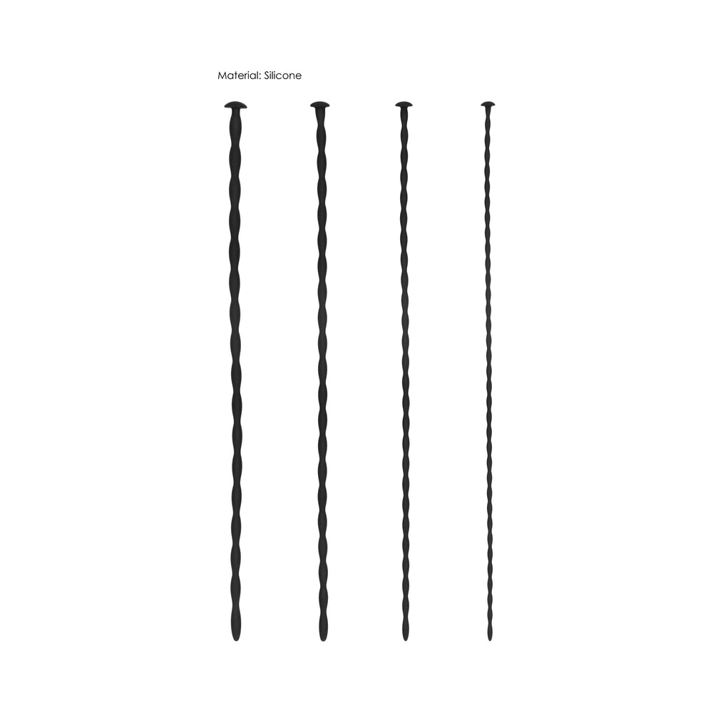 Ouch! Urethral Sounding - Beginner Silicone Spiral Screw Plug Set - Black