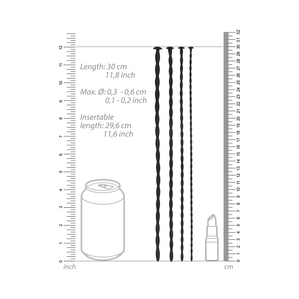 Ouch! Urethral Sounding - Beginner Silicone Spiral Screw Plug Set - Black