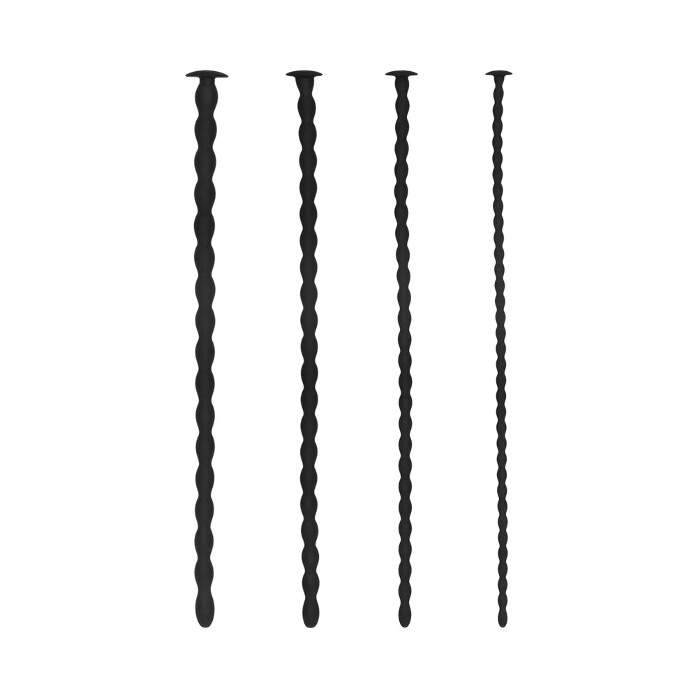 Ouch! Urethral Sounding - Advanced Silicone Spiral Screw Plug Set - Black