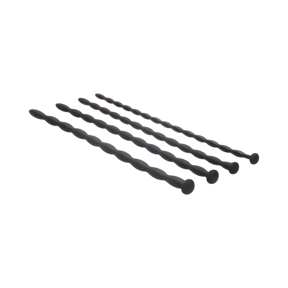 Ouch! Urethral Sounding - Advanced Silicone Spiral Screw Plug Set - Black