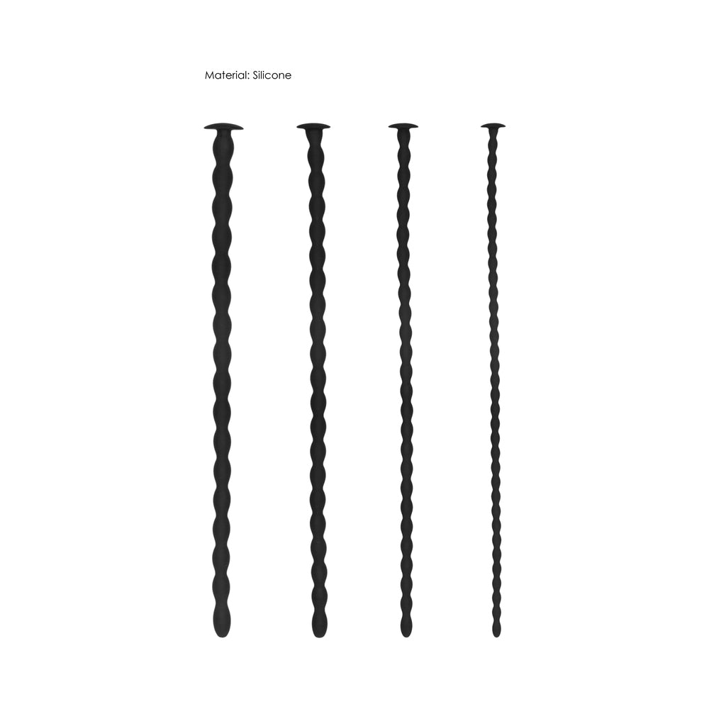 Ouch! Urethral Sounding - Advanced Silicone Spiral Screw Plug Set - Black