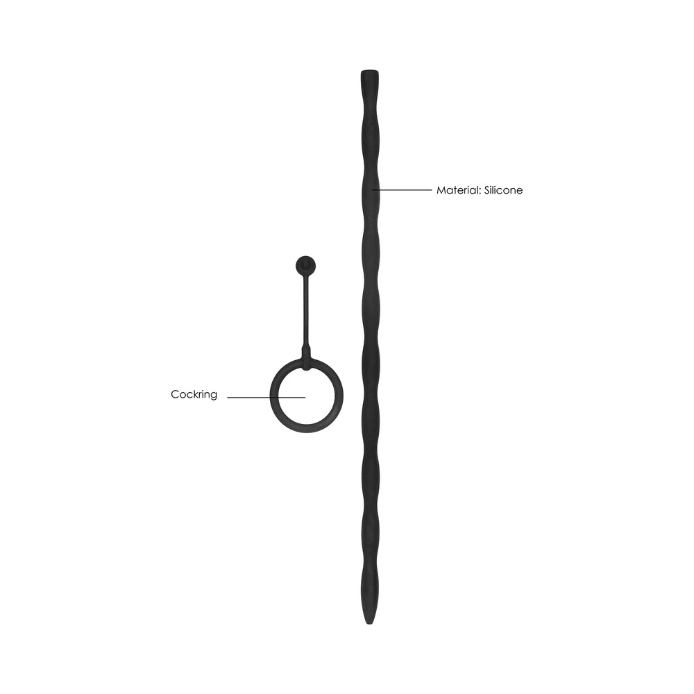 Ouch! Urethral Sounding - Silicone Plug & Cock Ring Set - Black