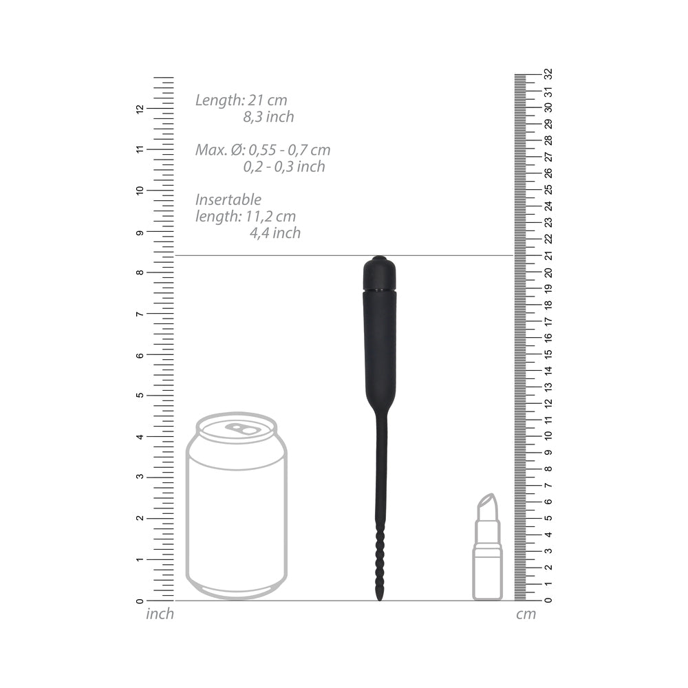 Ouch! Urethral Sounding - Silicone Vibrating Bullet Plug With Beaded Tip - Black