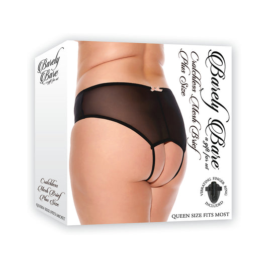 Barely B Crotchless Mesh Brief Blk Pls