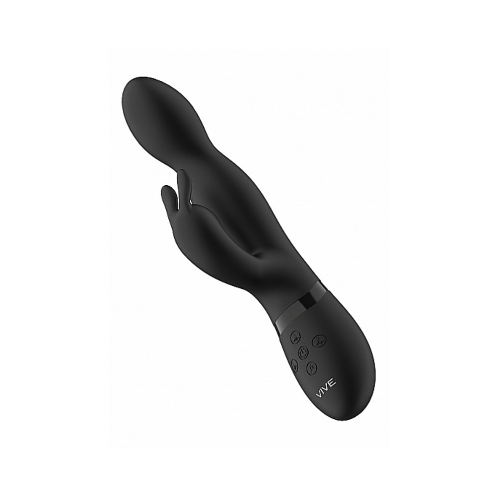 Vive Niva Rechargeable 360 Rotating Silicone Rabbit Vibrator Black