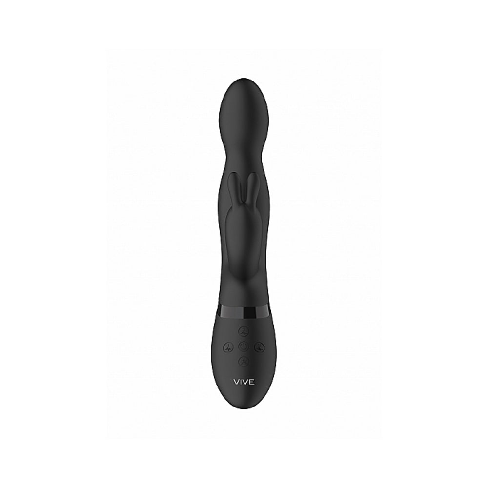 Vive Niva Rechargeable 360 Rotating Silicone Rabbit Vibrator Black