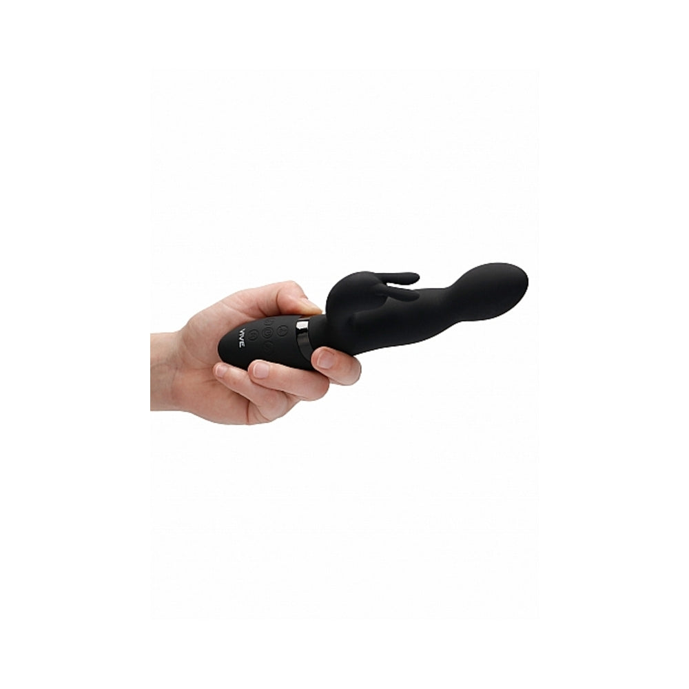 Vive Niva Rechargeable 360 Rotating Silicone Rabbit Vibrator Black