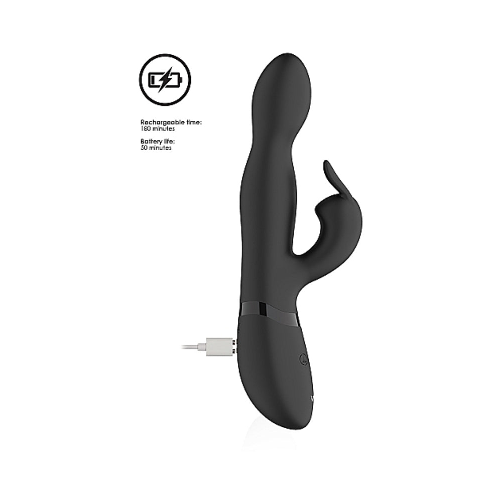Vive Niva Rechargeable 360 Rotating Silicone Rabbit Vibrator Black
