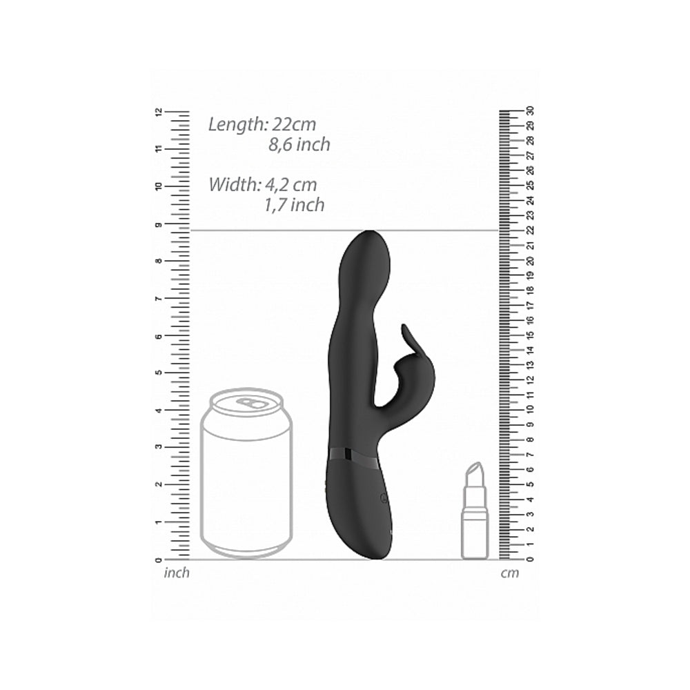 Vive Niva Rechargeable 360 Rotating Silicone Rabbit Vibrator Black