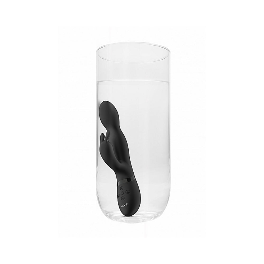 Vive Niva Rechargeable 360 Rotating Silicone Rabbit Vibrator Black