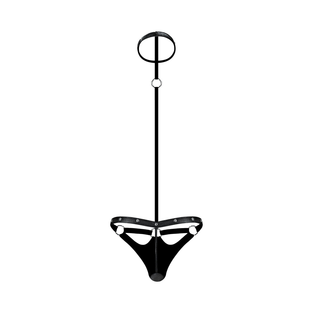 Male Power Fetish Tormentor Choker G-string Body Harness Black S/m