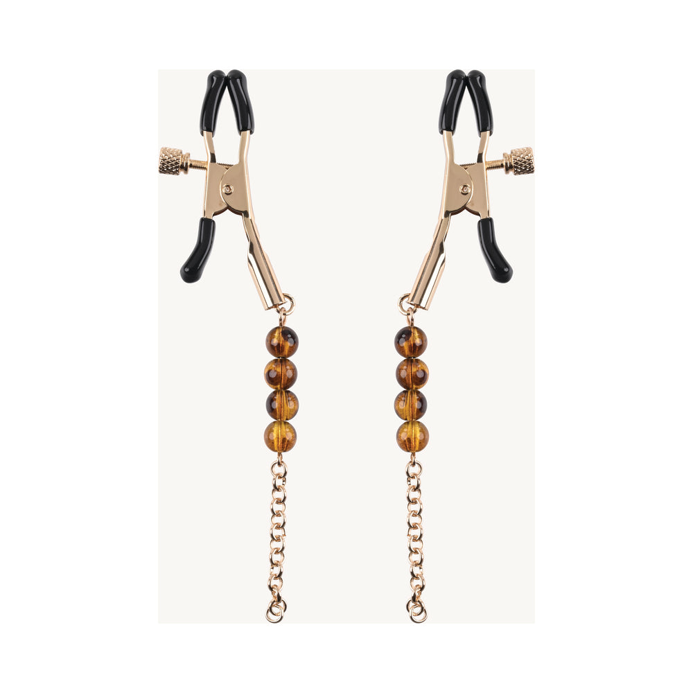Sincerely, Sportsheets Amber Collection Adjustable Beaded Nipple Clamps Tortoiseshell