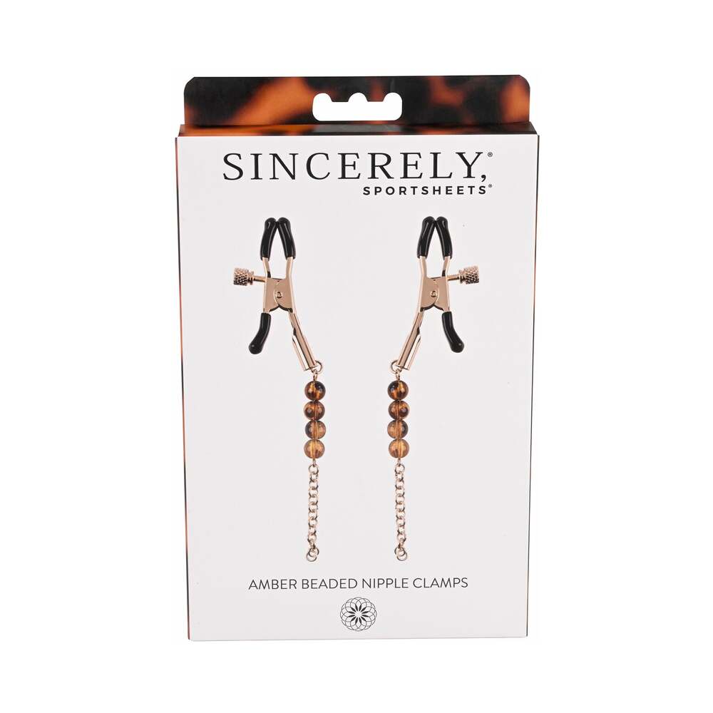 Sincerely, Sportsheets Amber Collection Adjustable Beaded Nipple Clamps Tortoiseshell