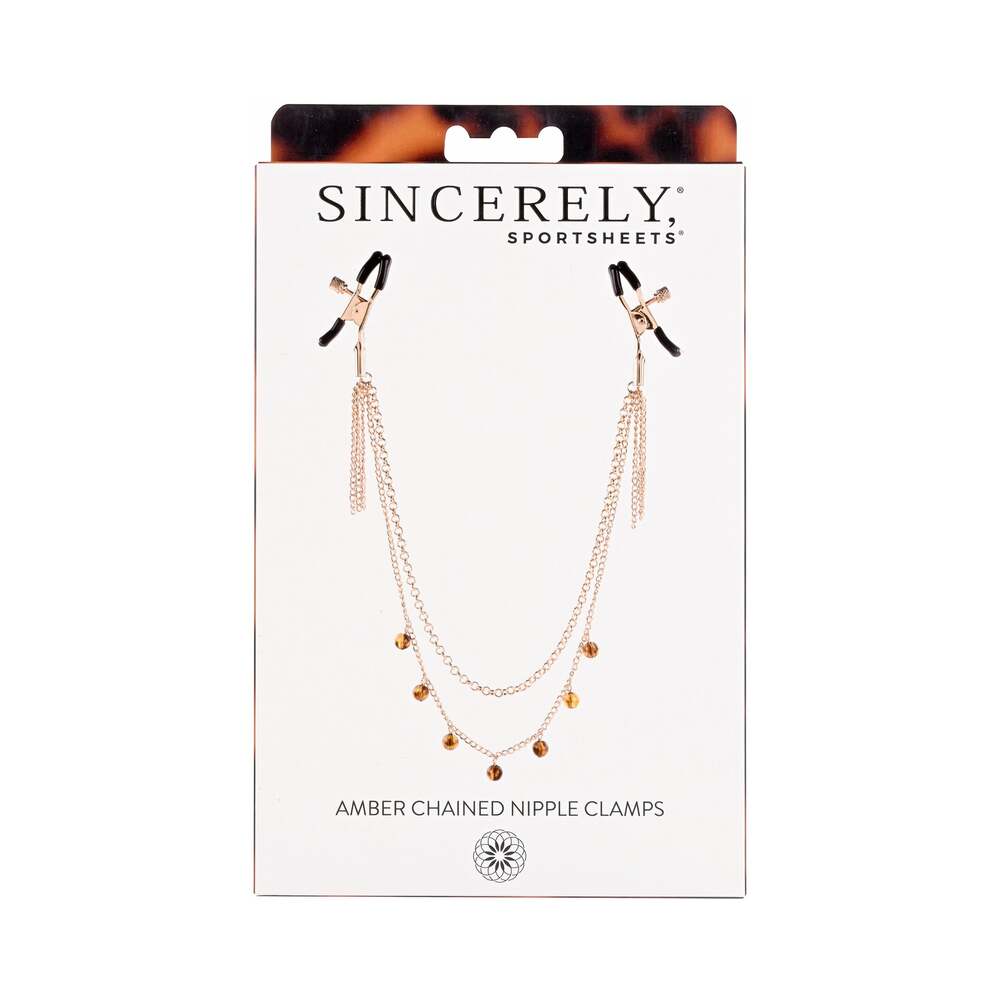 Sincerely, Sportsheets Amber Collection Adjustable Chained Nipple Clamps Tortoiseshell