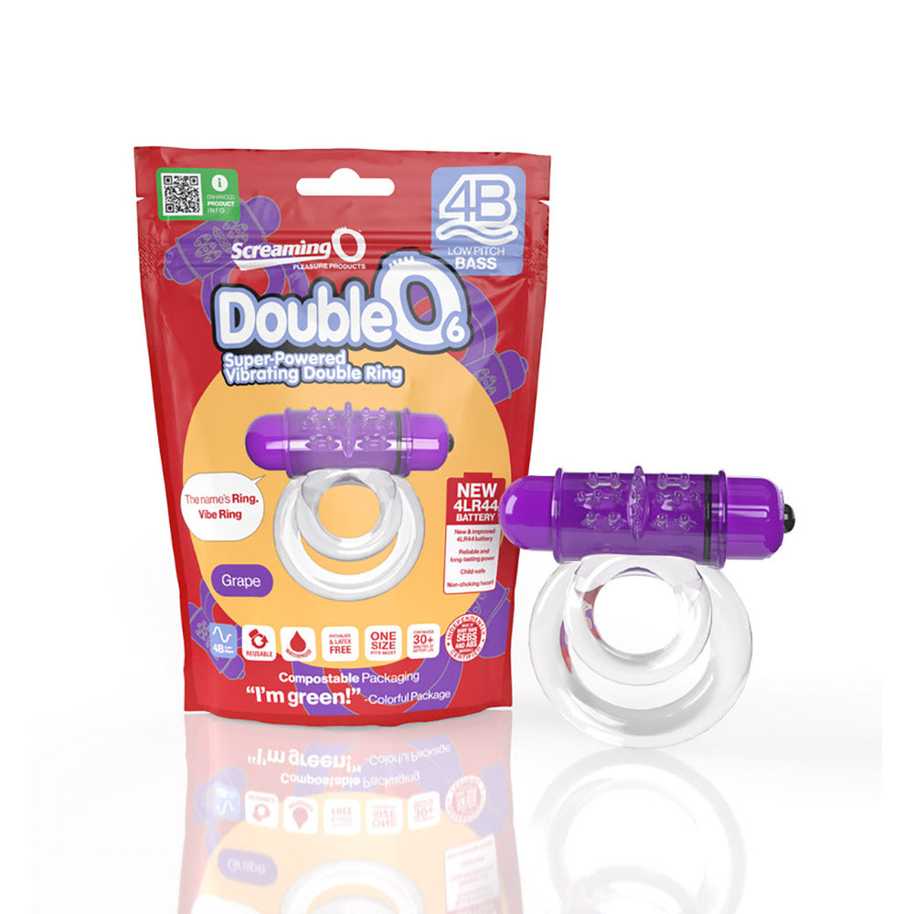 Screaming O 4b Doubleo 6 Vibrating Double Cockring Grape