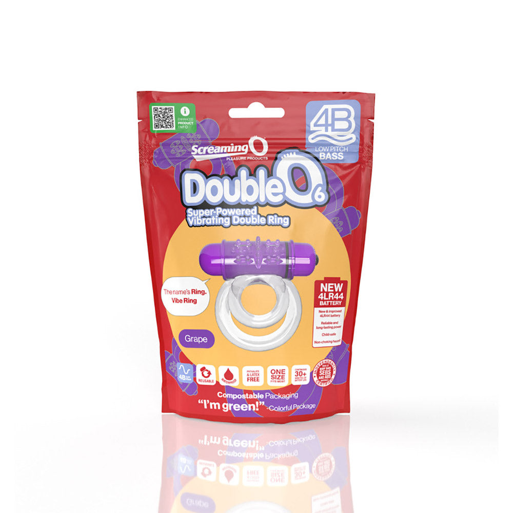 Screaming O 4b Doubleo 6 Vibrating Double Cockring Grape