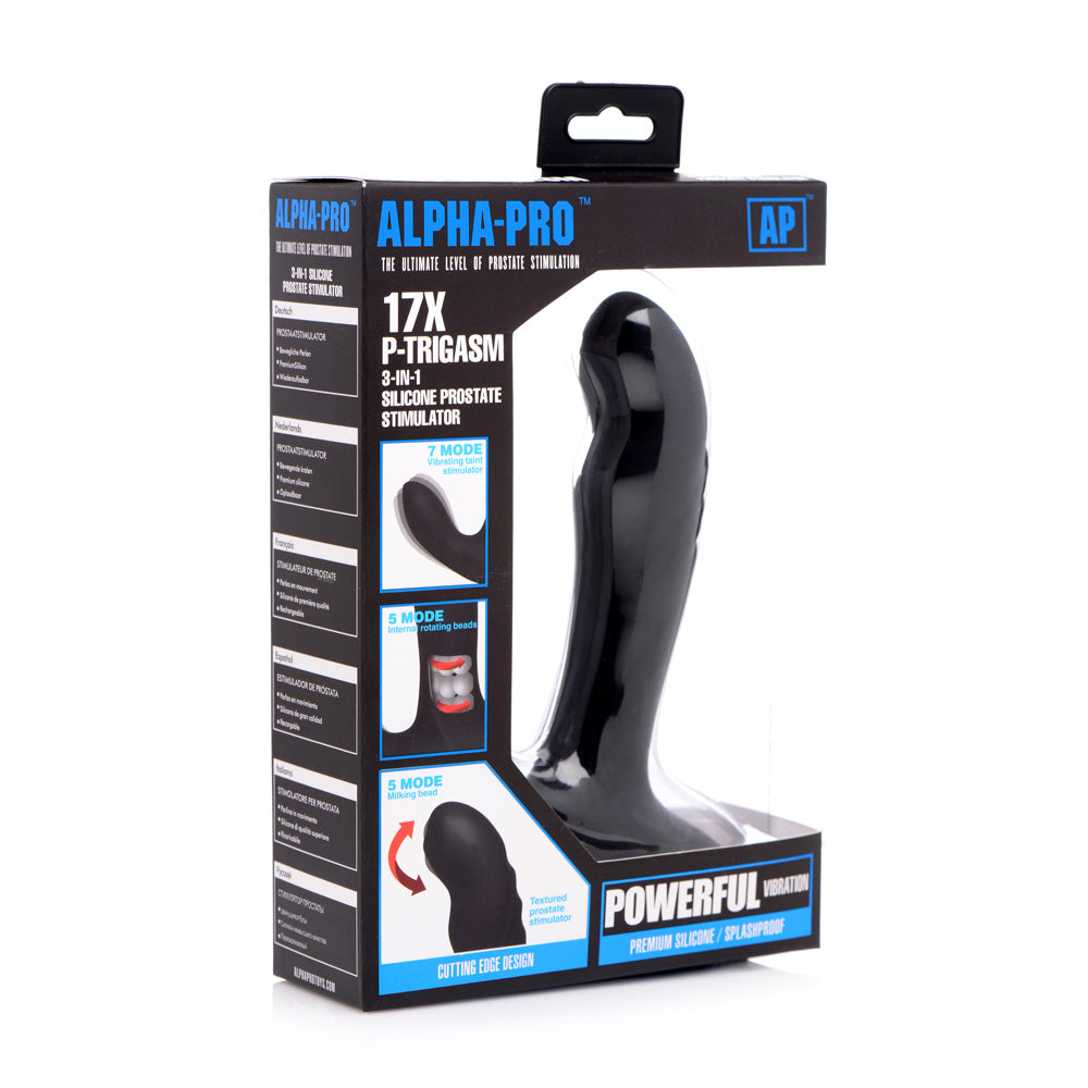 17X P-Trigasm 3 in 1 Silicone Prostate Stimulator Black