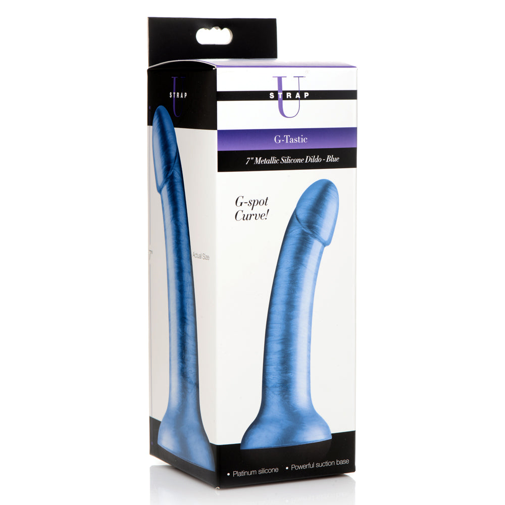 G Tastic 7 Inch Metallic Silicone Dildo Blue