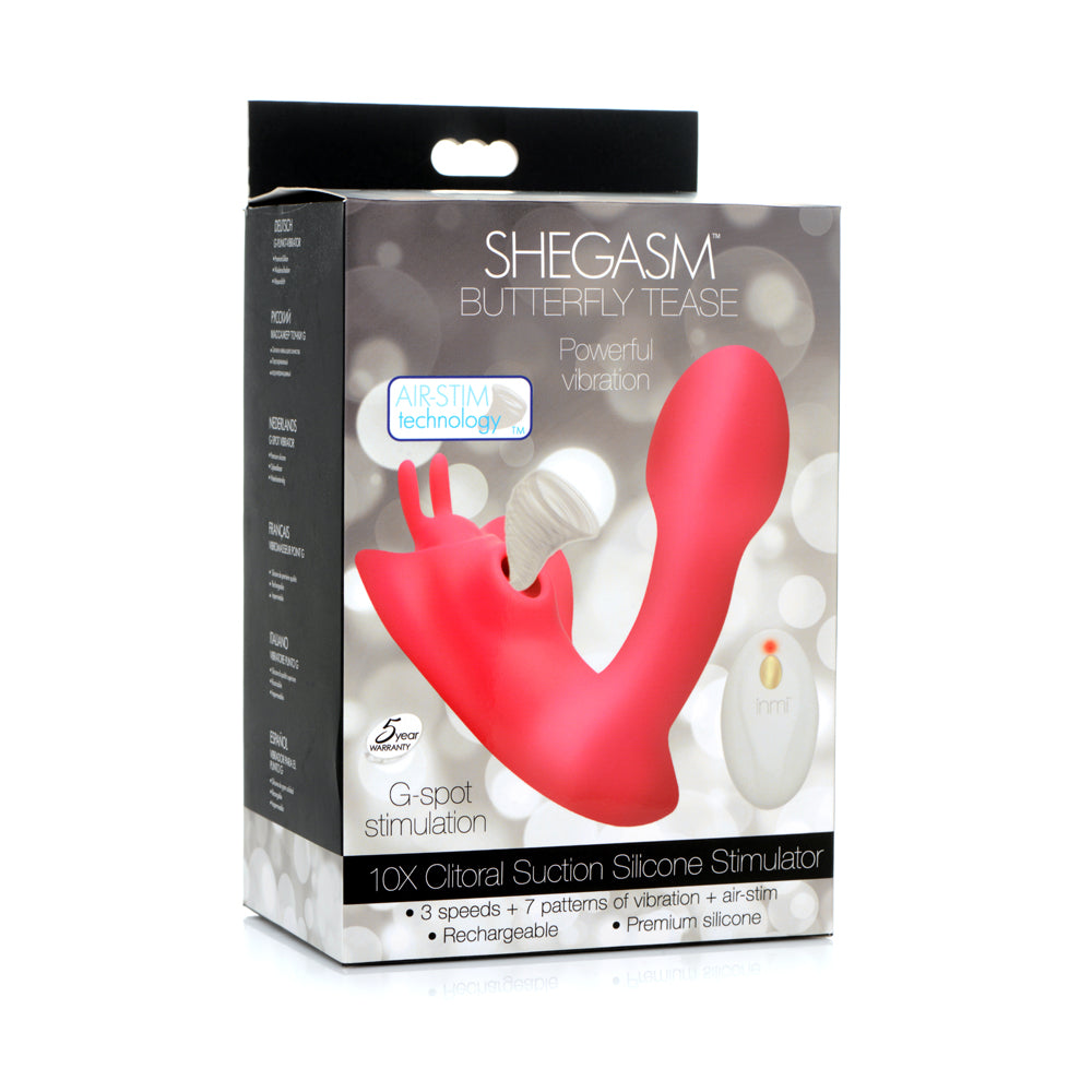 Shegasm Butterfly Tease 10x Clitoral Suction Silicone Stimulator W Re