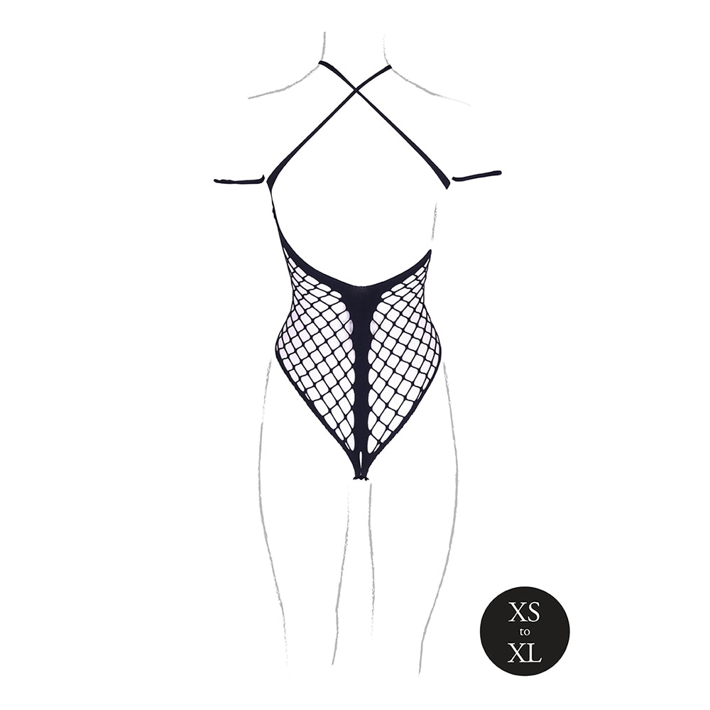Shots Le Desir Shade Leda Xiii Bodysuit With Crossed Neckline & Off-shoulder Straps Black O/s