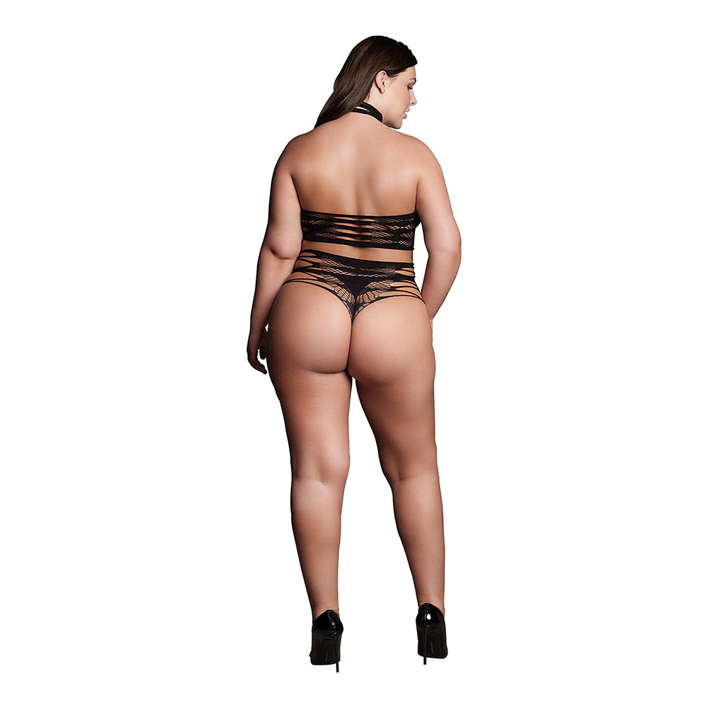 Shots Le Desir Shade Carpo Xlvi 2-piece With Turtleneck, Crop Top & Panty Black Queen Size