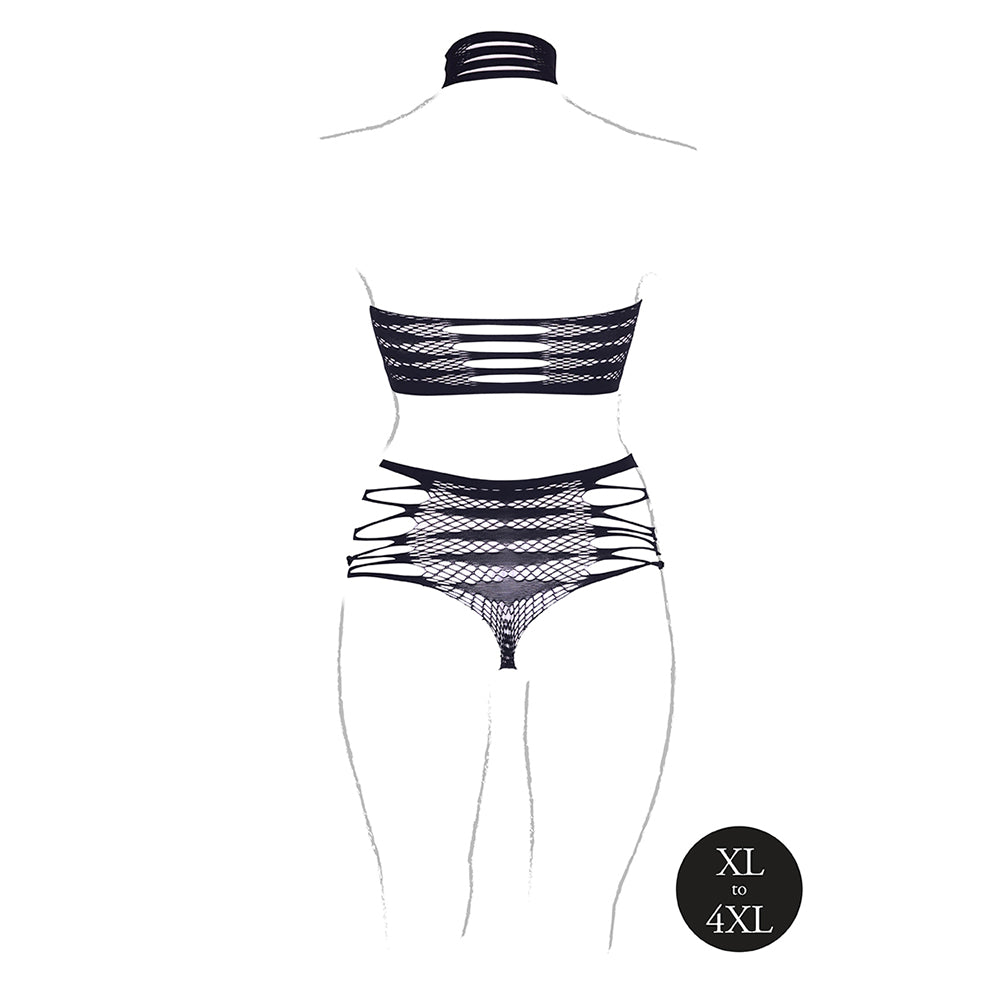 Shots Le Desir Shade Carpo Xlvi 2-piece With Turtleneck, Crop Top & Panty Black Queen Size