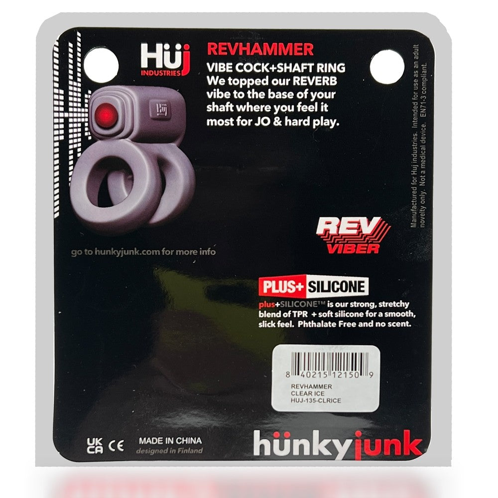 Hunkyjunk Revhammer Cock & Shaft Ring With Bullet Vibrator Tar Ice