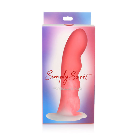 Simply Sweet Wavy 8 In. Silicone Dildo Pink/white