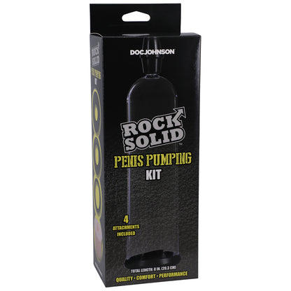 Rock Solid Penis Pumping Kit With 4 Attachments Black/clear