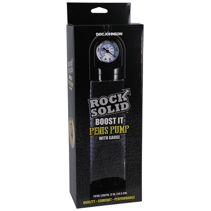 Rock Solid Boost It Penis Pump With Gauge Black/clear