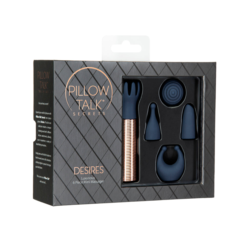 Pillow Talk Secrets Desires 6-piece Silicone Mini Massager Set Navy