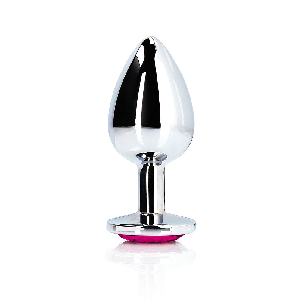 Shots Ouch! Heart Gem Butt Plug Small Silver/rubellite Pink