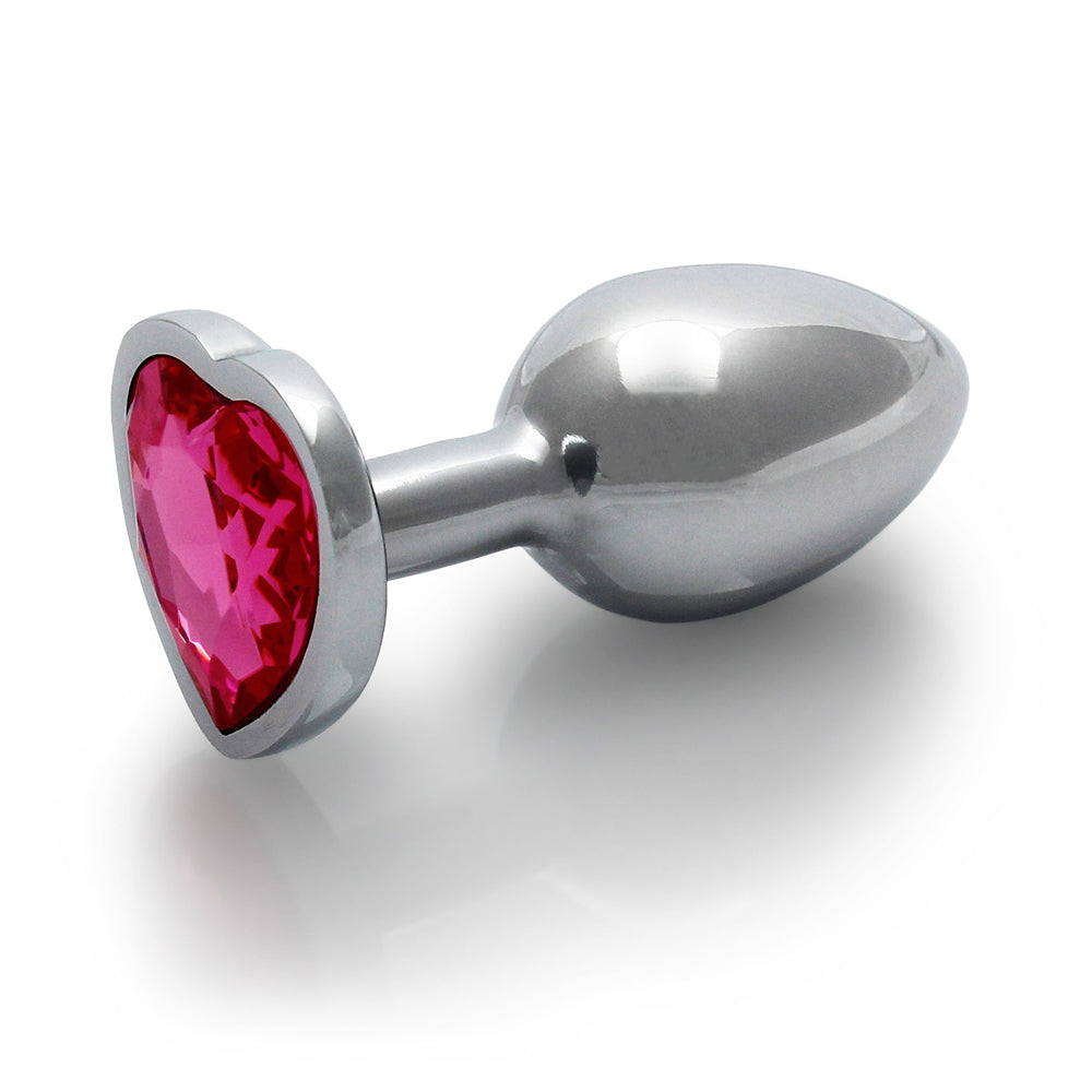 Shots Ouch! Heart Gem Butt Plug Small Silver/rubellite Pink