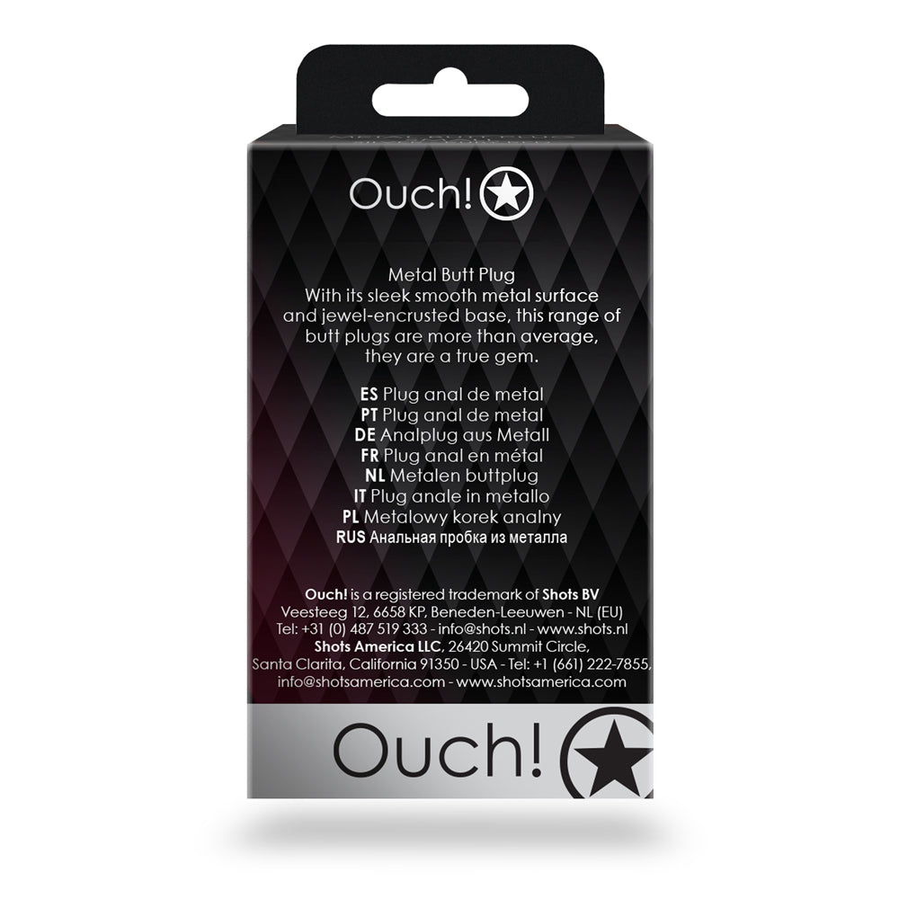 Shots Ouch! Heart Gem Butt Plug Small Silver/rubellite Pink