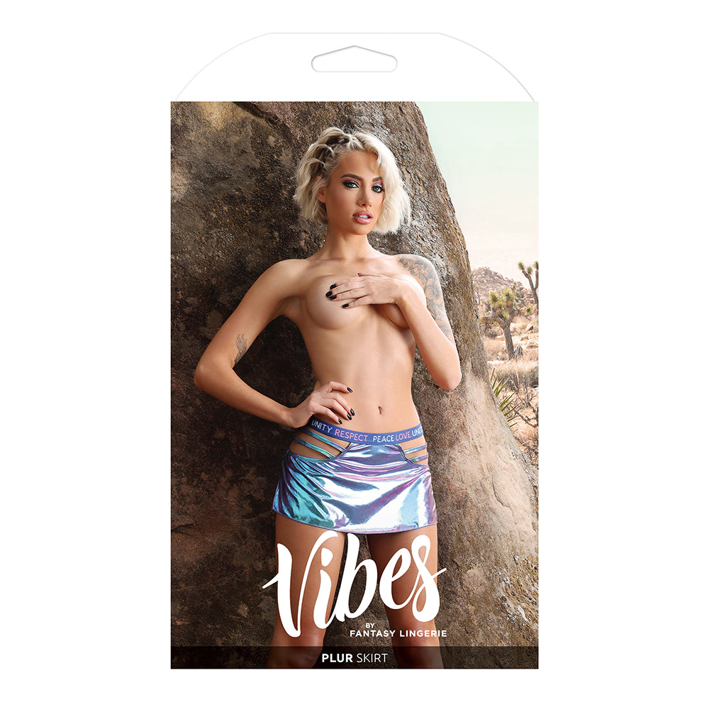 Fantasy Lingerie Vibes Plur Holographic Cut Out Skirt Separate Aqua Holo L/xl