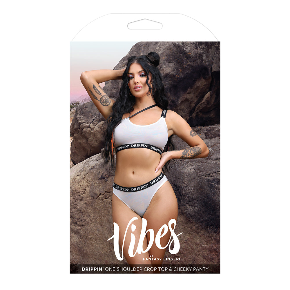 Drippin' One-Shoulder Crop Top & Cheeky Panty S/M