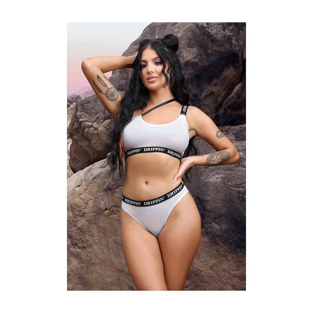 Drippin' One-Shoulder Crop Top & Cheeky Panty M/L