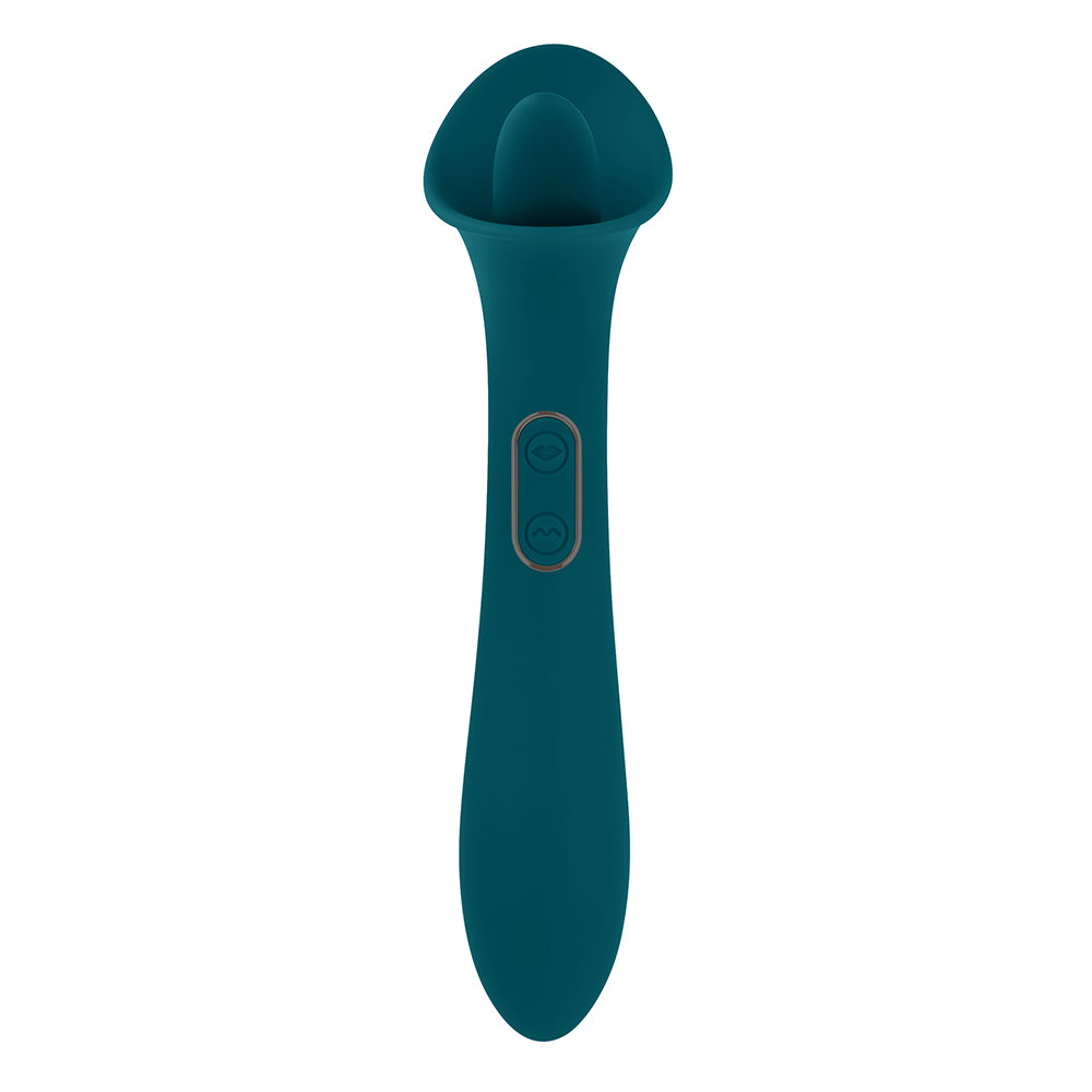 Playboy True Indulgence Rechargeable Dual Ended Silicone Flicking Vibrator Deep Teal