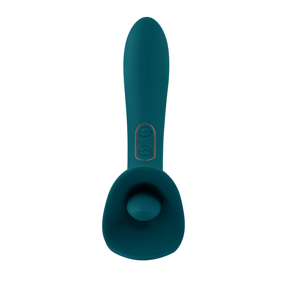 Playboy True Indulgence Rechargeable Dual Ended Silicone Flicking Vibrator Deep Teal