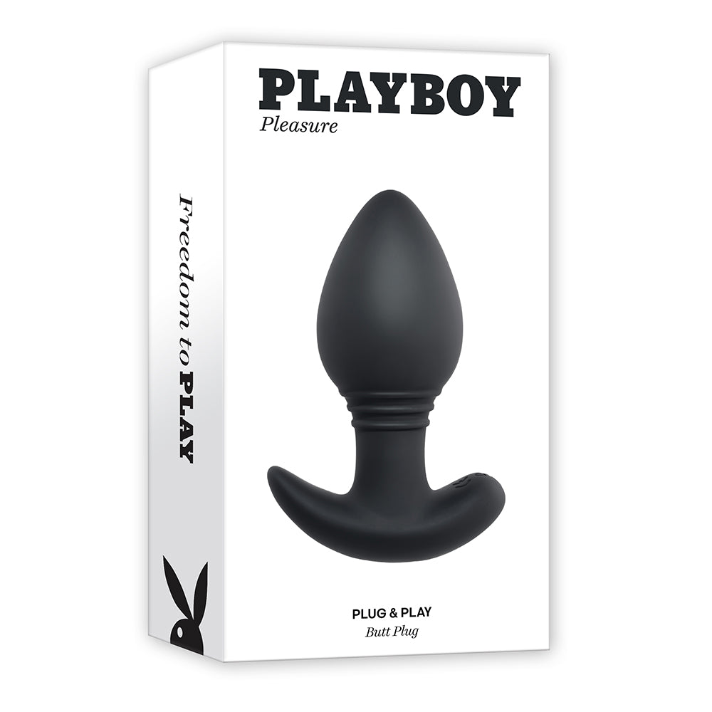 Playboy Plug & Play Rechargeable Remote Controlled Vibrating Silicone Anal Plug Navy