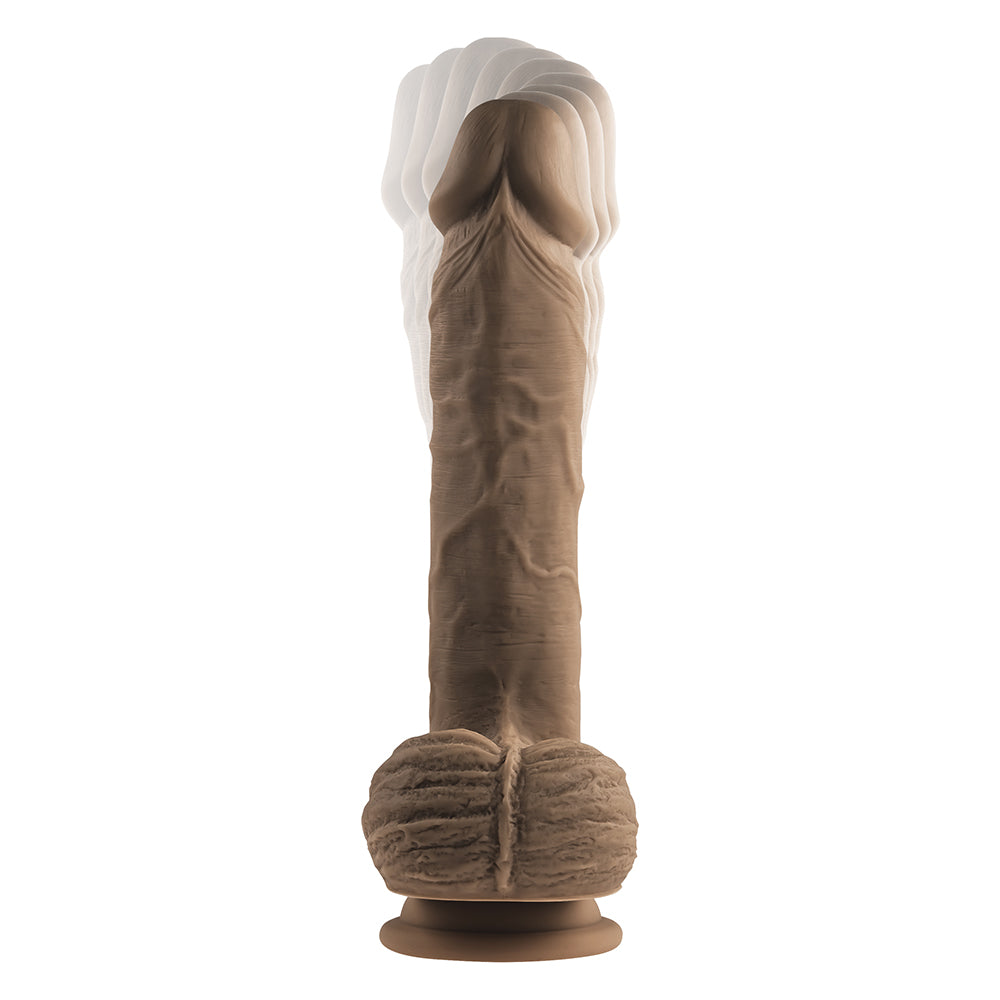 Evolved Full Monty Rechargeable Remote-Controlled Thrusting Twirling 9 in. Silicone Dildo Dark