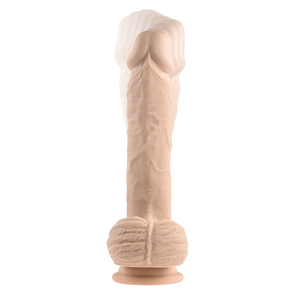 Evolved Full Monty Rechargeable Remote-Controlled Thrusting Twirling 9 in. Silicone Dildo Light