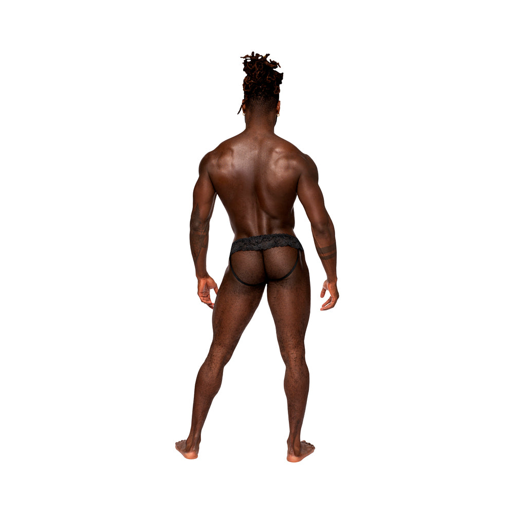 Male Power Sassy Lace Skirt Jock Black S/m