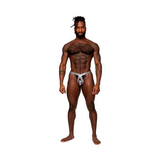 Male Power S'naked Criss Cross Thong Silver/black S/m