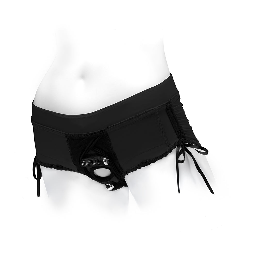 Spareparts Sasha Cinch Booty Short Harness Black Size L