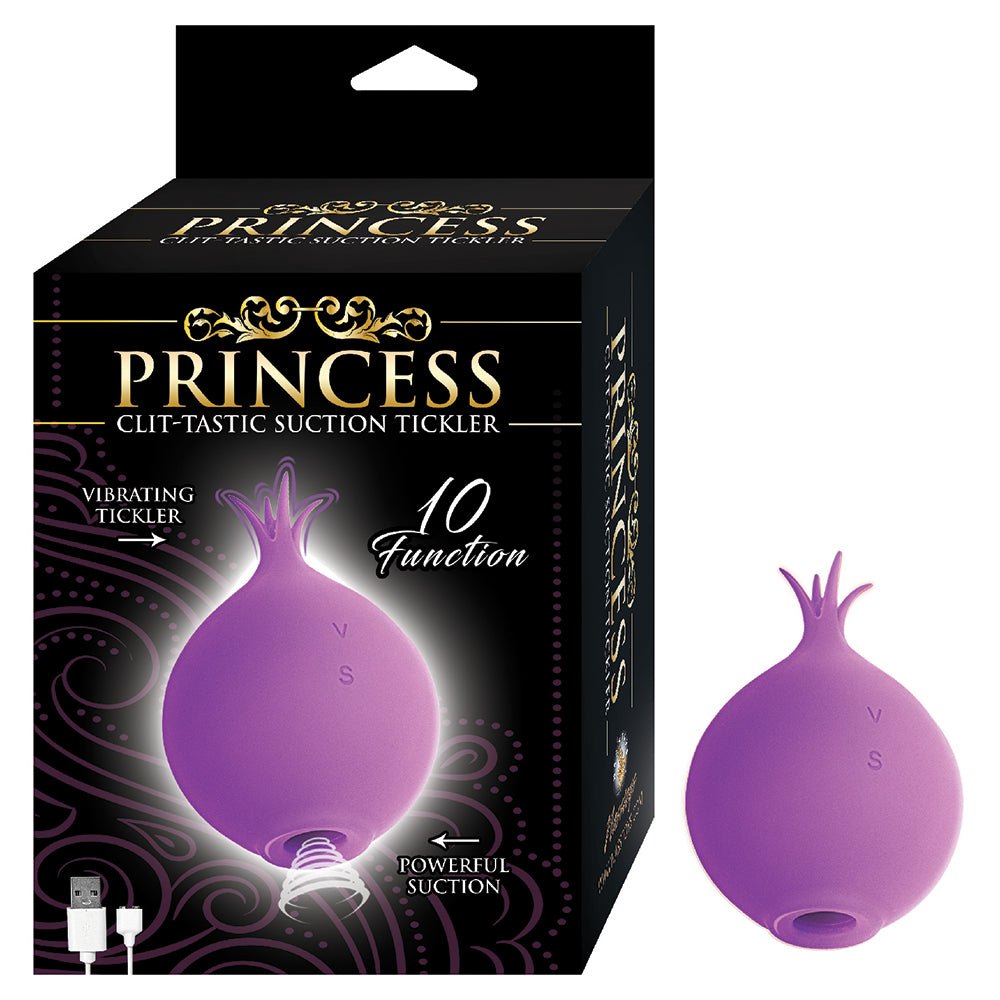 Princess Clit-tastic Suction Tickler Rechargeable Silicone Vibrator Lavender