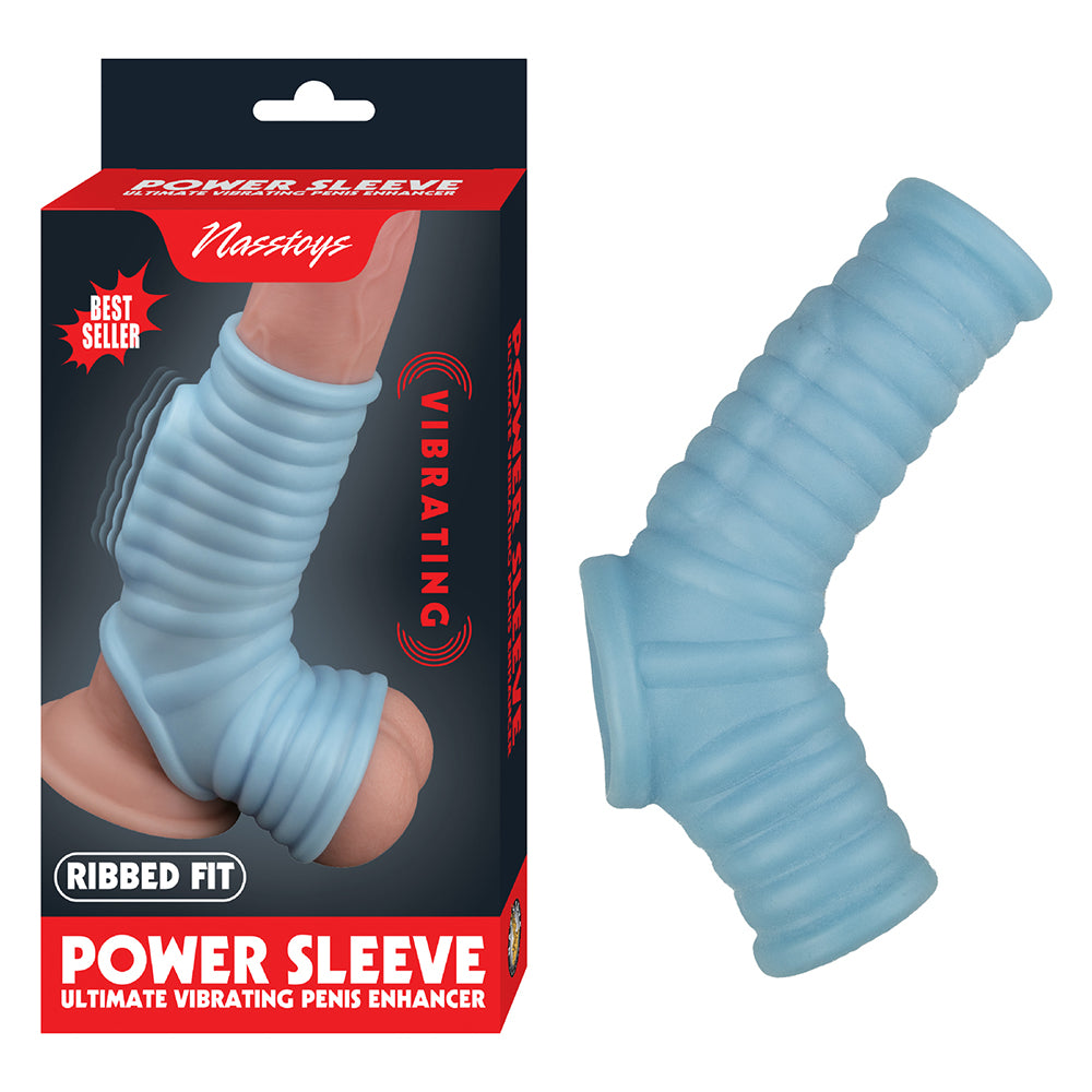 Nasstoys Power Sleeve Ribbed Fit Vibrating Penis Enhancer Blue
